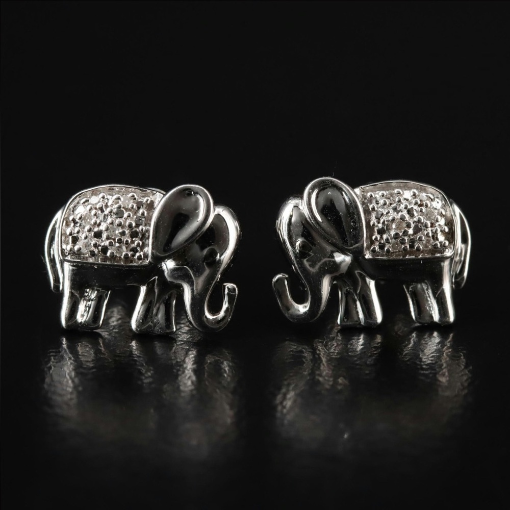 Sterling diamond elephant earrings